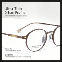 2482 Montures de lunettes innovantes en aluminium-magnésium, légères et durables, de la série artistique Vintage Bookworm, avec procédé de coloration premium