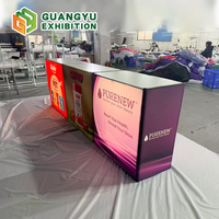 Nouvelle Arrivée - Comptoir Promotionnel Portable Personnalisé Pliant avec Housse en Tissu Tendu et Éclairage LED pour Salons Professionnels