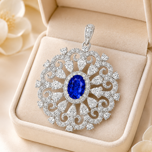 Pendentif de fiançailles en argent 925 avec zircon et pierres précieuses cultivées UM Jewelry, idéal pour un usage quotidien ou comme cadeau d'anniversaire de mariage - Product Image 5
