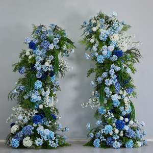 قوس زهور اصطناعية من الحرير على شكل قرن E-HOA0010، خلفية زهور للزفاف، قطعتان من الأقواس على شكل قرن للديكور - Product Image 4