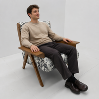 Fauteuil de loisirs moderne en bois massif avec coussin en éponge, chaise écologique pour salon et hôtel
