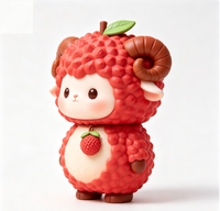 Figurine de dessin animé mignonne en PVC ABS injecté, motif lychee et mouton, jouet de collection en boîte mystère, usine OEM