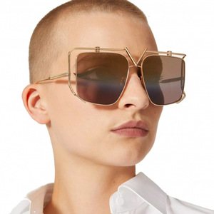 2025 New European American Ins Internet Celebrity Style Fashion <b>Sunglasses</b> Hollow Irregular Metal with UV400 Lenses - Product Image 3
