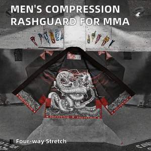 Rashguard de compresión para hombre, para adultos, con manga raglán frontal, elástico en 4 direcciones, antidesgarros, costuras planas para grappling y entrenamiento de MMA - Product Image 2