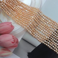 Chaîne de perles baroques d'eau douce naturelles orange 6-7 mm, polies des deux côtés, trou central, fabrication de bijoux, vente en gros