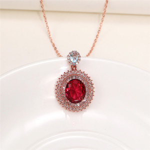 Elegante Collana con Ciondolo in Pietra Rossa per Donne, Gioiello alla Moda con Gemme Colorate, Accessorio per Uso Quotidiano e Regalo - Product Image 2