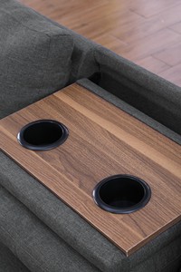 Canapé sectionnel 3 places de 98 pouces de large, orienté à gauche, avec ottoman de rangement, revêtement en lin, garniture cloutée, coussins en mousse, idéal pour hôtel - Product Image 5