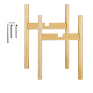 Soporte para plantas en forma de cruz de madera de bambú, tamaño ajustable para uso en interiores y exteriores, diseño moderno de madera maciza - Product Image 2