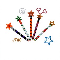 Baguette magique en chenille étoilée faite à la main, colorée et torsadée, pour loisirs créatifs, cadeau de fêtes, décoration de table de fête