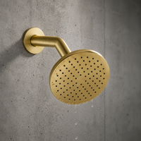 Pommeau de douche rond doré en ABS de 8 pouces, fixation murale, fonction simple, pulvérisation au plafond, accessoire de salle de bain
