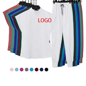 Conjuntos <span class=keywords><strong>de</strong></span> Uniformes Médicos Personalizados <span class=keywords><strong>de</strong></span> Moda para <span class=keywords><strong>Mujer</strong></span> al por Mayor: Blusa <span class=keywords><strong>de</strong></span> Manga Corta con Cuello Mandarín <span class=keywords><strong>y</strong></span> <span class=keywords><strong>Pantalón</strong></span> Jogger - Product Image 4