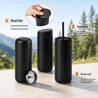 Bouteille d'eau portable isotherme à double paroi en acier inoxydable 304 de 450 ml avec couvercle coulissant, maintien thermique du thé de 12 à 24 heures, pour le commerce transfrontalier