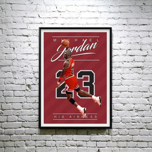 Póster de Michael Jordan Air Jordan para decoración del hogar, pintura al óleo sobre lienzo de baloncesto, arte de pared para dormitorio, imagen deportiva, arte de ventilador