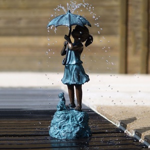 Sculpture de jardin extérieure, sculpture de fille en bronze grandeur nature avec parapluie pour la décoration paysagère - Product Image 6