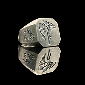 Anello da Uomo in Argento Sterling 925 con Occhio di Horus, Gioiello Vintage di Anubis, Gioielleria Artistica - Product Image 4