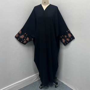Abaya Musulmana al por Mayor <span class=keywords><strong>para</strong></span> <span class=keywords><strong>Mujer</strong></span>, Modesta, Multicolor, con Bordado Floral, Túnica Islámica, Vestido Elegante, Informal y Formal - Product Image 4