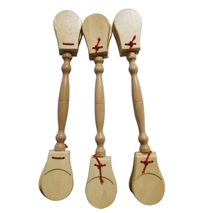 Castagnettes en bois à double tête et long manche, claquettes espagnoles portatives, instrument de percussion Orff pour enfants, pour l'enseignement du rythme et de la danse - Product Image 1