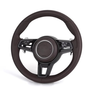 Hiled พวงมาลัยหนังแท้สีน้ำตาลหรูหราสำหรับ <span class=keywords><strong>Porsche</strong></span> Cayman 95B 911 991 Cayenne 958 Panamera 970สไตล์สปอร์ต - Product Image 1