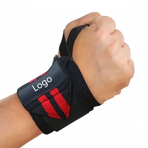 Logo Kustom Disesuaikan Gym Kebugaran Gelang Dukungan Tali Latihan Angkat Berat Wrist Wraps