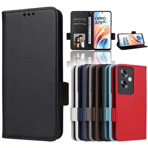 For OPPO A79 5G PU Leather Flip Wallet Phone Case, Kick Stand Magnetic Lock Leather TPU Bumper Cover For A79 5G