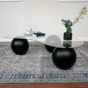 Mesa de Centro Minimalista de Vidrio Templado Estilo Crema, Mueble Multifuncional para Apartamentos Pequeños y Salas de Estar - Product Image 6