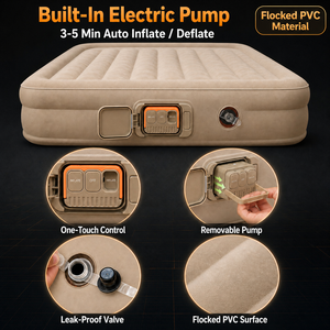 <span class=keywords><strong>Matelas</strong></span> pneumatique double avec dossier, pompe intégrée, PVC floqué, 193x137x71cm, pliable, alimentation USB Type-C, pour le camping et la maison - Product Image 3