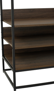 Wide Industrial CAPRI <b>Open</b> Wardrobe Metal Frame Walnut Colour Hanging Clothes Rack for Modern Entryway and Bedroom Organization - Product Image 5