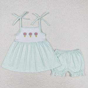 Boutique Summer Hot Air <b>Balloon</b> Embroidery Sibling Matching Sets Baby Toddler Outfits Casual Girls Boys Kids Clothing - Product Image 2