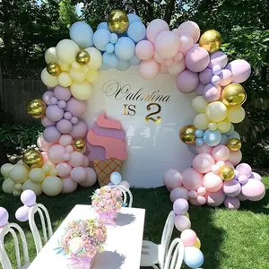 Decoración de fondo para fiesta de cumpleaños, juego de suministros de decoración de globos de látex con cadena y tema de aniversario de boda