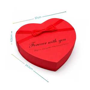 Scatola Regalo a Forma di Cuore con 14 Rose Rosse Artificiali 17x14.5x4.5 Cm con Fiocco e Scritta - Product Image 2