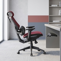 Chaise de bureau ergonomique Anji au design moderne, dossier haut en maille, avec repose-pieds, en tissu