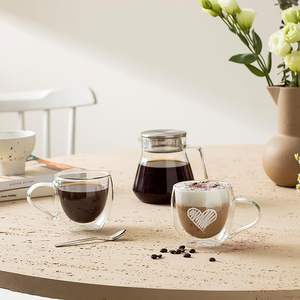 Tazza da caffè in vetro a doppia parete con manico 10oz tazza da caffè in vetro isolante trasparente adatta per bevande calde e fredde - Product Image 4