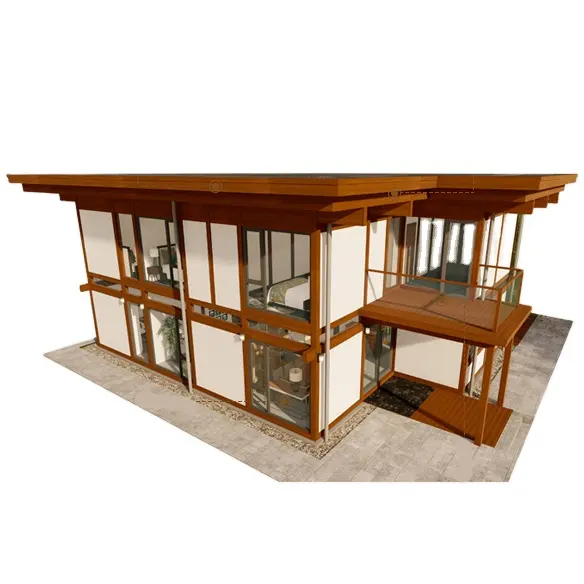 Fabricante de China Simple estilo moderno alemán marco de madera ligera construcción edificios al aire libre prefabricada Casa de Villa de madera