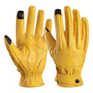 Guanti da <span class=keywords><strong>Moto</strong></span> <span class=keywords><strong>Vintage</strong></span> in Pelle per Uomo e Donna, per Motocross, Ciclismo, Sport all'Aperto, Palestra, Casual, Touch Screen, Traspiranti e Antivento - Product Image 5