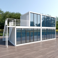 Casa Contenedor de 40 pies con Paredes de Cortina de Vidrio Desmontables y Transpirables, Paneles Sándwich Ignífugos, Montaje Rápido, Diseño Moderno