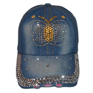 Nuevo diseño personalizado mariposa mujer gorra de béisbol Bling sombrero Rhinestone Jean ajustable Luky sombrero regalo para ella - Product Image 2