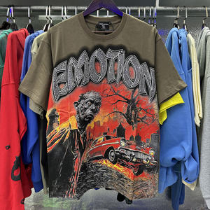 T-shirt à manches courtes pour homme en coton 100% de qualité supérieure, imprimé rétro MIXED EMOTIONS, style streetwear décontracté, hip-hop - Product Image 1