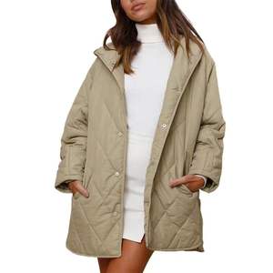 Veste d'hiver décontractée pour femmes, matelassée en diamant, à capuche, légère, respirante, en polyester, rembourrée de duvet - Product Image 6