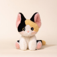 Boneka Kucing Lucu 20cm dengan Tiga Bunga, Isi Kapas PP, Hadiah Ulang Tahun, Hadiah Pasangan, Hadiah Liburan, Hadiah Mesin Cakar, Gantungan Penghibur Anak