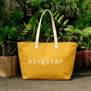 Waterproof Large Capacity Woman's <strong>Nylon</strong> <strong>Tote</strong> <strong>Bag</strong> <strong>Zipper</strong> Button Closure Shoulder Strap Custom Beach Color Design for Shopping - Product Image 1
