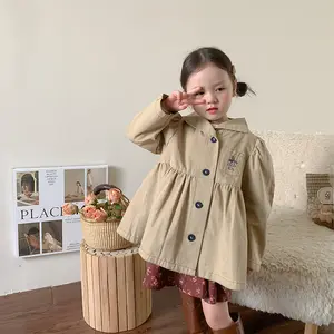 时尚女孩韩版夹克单胸实心翻领女童冬季汗衫1-8岁儿童外套