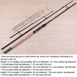 Caña de pescar de fibra de carbono ultraligera, alimentador de 3 secciones, 3 puntas, 3,3 m, 3,6 m, 3,9 m, 12 pies mate - Product Image 6