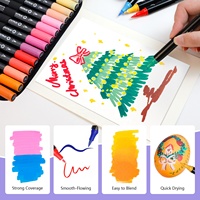 Ensemble de stylos à peinture acrylique à double pointe Artecho 48 couleurs, nouvel emballage, marqueurs d'art avec pointe fine et pointe pinceau, sac inclus
