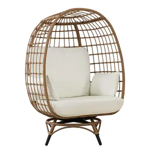 Outdoor Rattan Swing Egg-shaped Chair Large Space Thickened Soft Cushion Garden Courtyard Swing