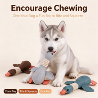 Accessoires pour animaux de compagnie Jouet à mâcher interactif pour chien Jouet en peluche pour chiot Jouet à mâcher couineur en forme d'oie pour chien