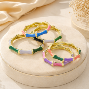 Factory Wholesale Fashionable Plant Knot Shaped Jade Electroplated Christian <b>Bangle</b> Hand Jewelry Drip Oil Color Matching - Product Image 5