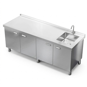 Commercial Equipment Stainless Steel <b>Worktable</b> With Sink Storage Cabinet Kitchen Prep Work Station for Restaurant Hotel Catering - Product Image 1