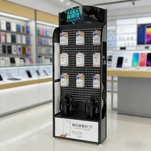 Exhibidor con Ganchos y Panel Perforado Metálico con Base para Accesorios de Teléfono Móvil, Estuche para Auriculares - Product Image 1
