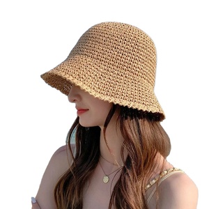 Syh1605 Cappello a Secchiello in Paglia Personalizzabile per Donne, Ideale per Spiaggia, Sole, Estate, Casual, Pesca e Viaggi - Product Image 1