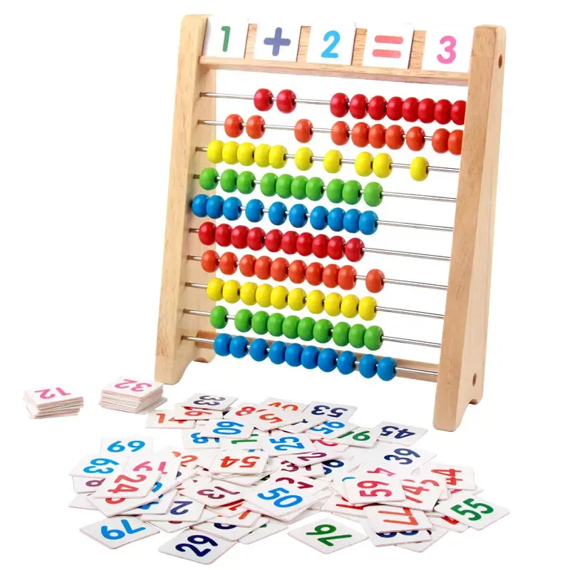Montessori madeira ábaco educacional matemática crianças arco-íris contando contas números cálculo aritmética quebra-cabeça aprendizagem brinquedo